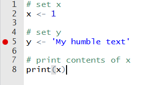 Example of breakpoint in an R script